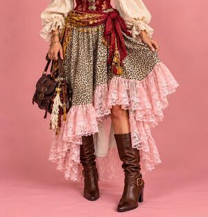 Damsel in this Dress Mini Ditzy Leopard Print Pink Lace Trim Fairy Sweeping Hem